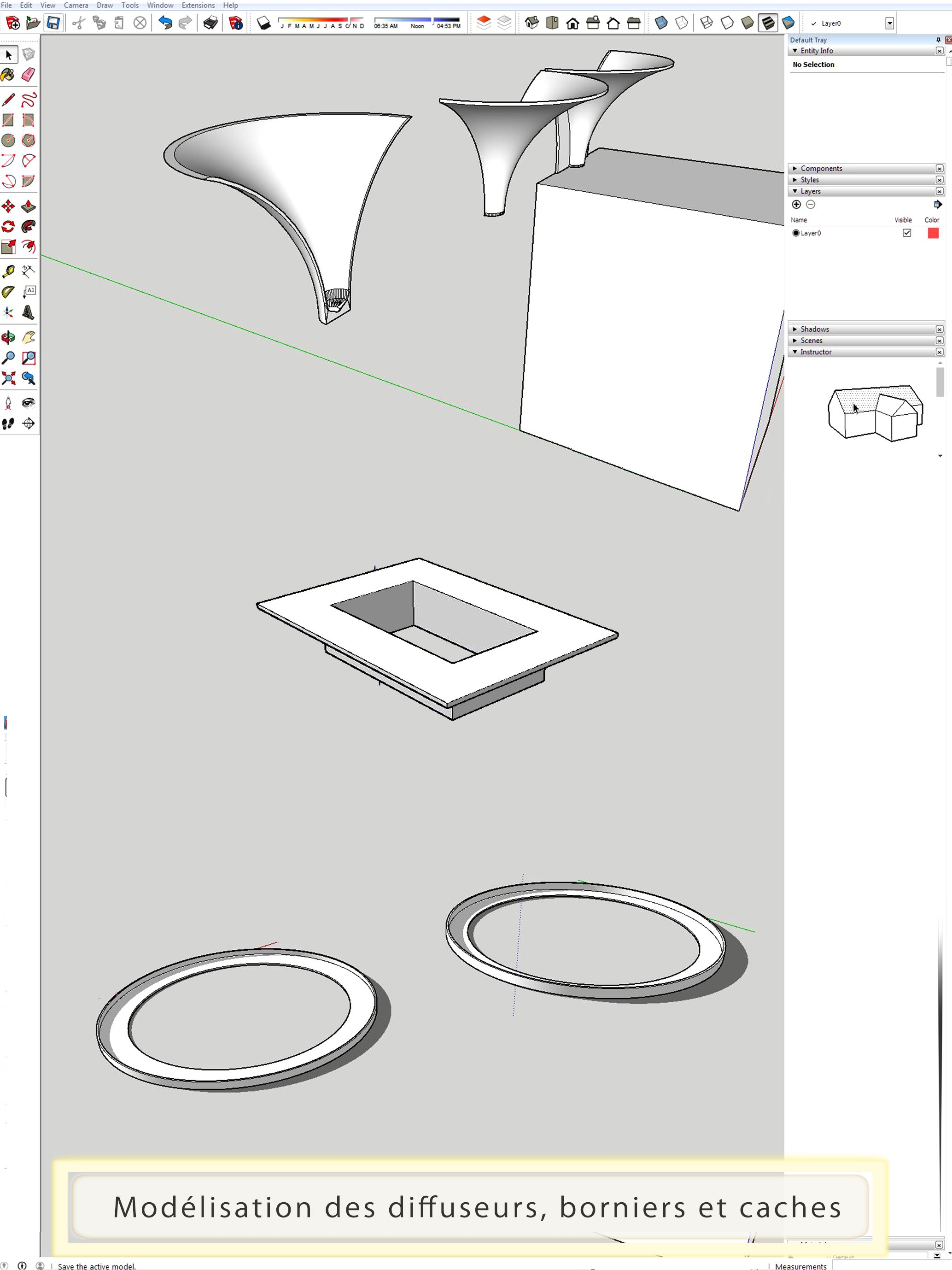 conception caches, bornier et diffuseurs